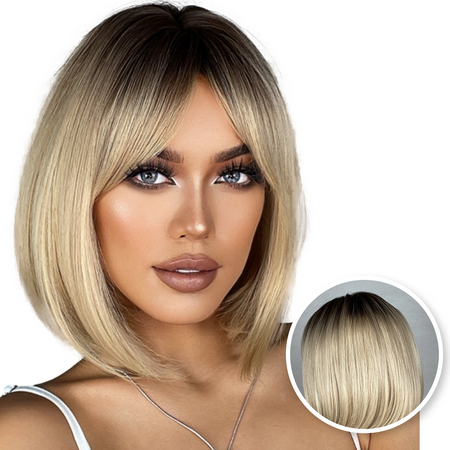 Blonde Pruik - Sassy Goods Pruiken Dames Kort Haar - Ombre - Wig - 30 cm