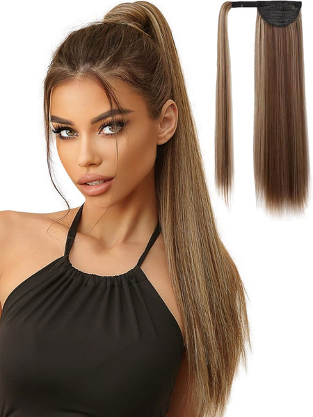 Wrap Around Ponytail Haar Extensions Paardenstaart Extension - As Bruin - Steil - 45 cm Haarextensies Sassy Goods 