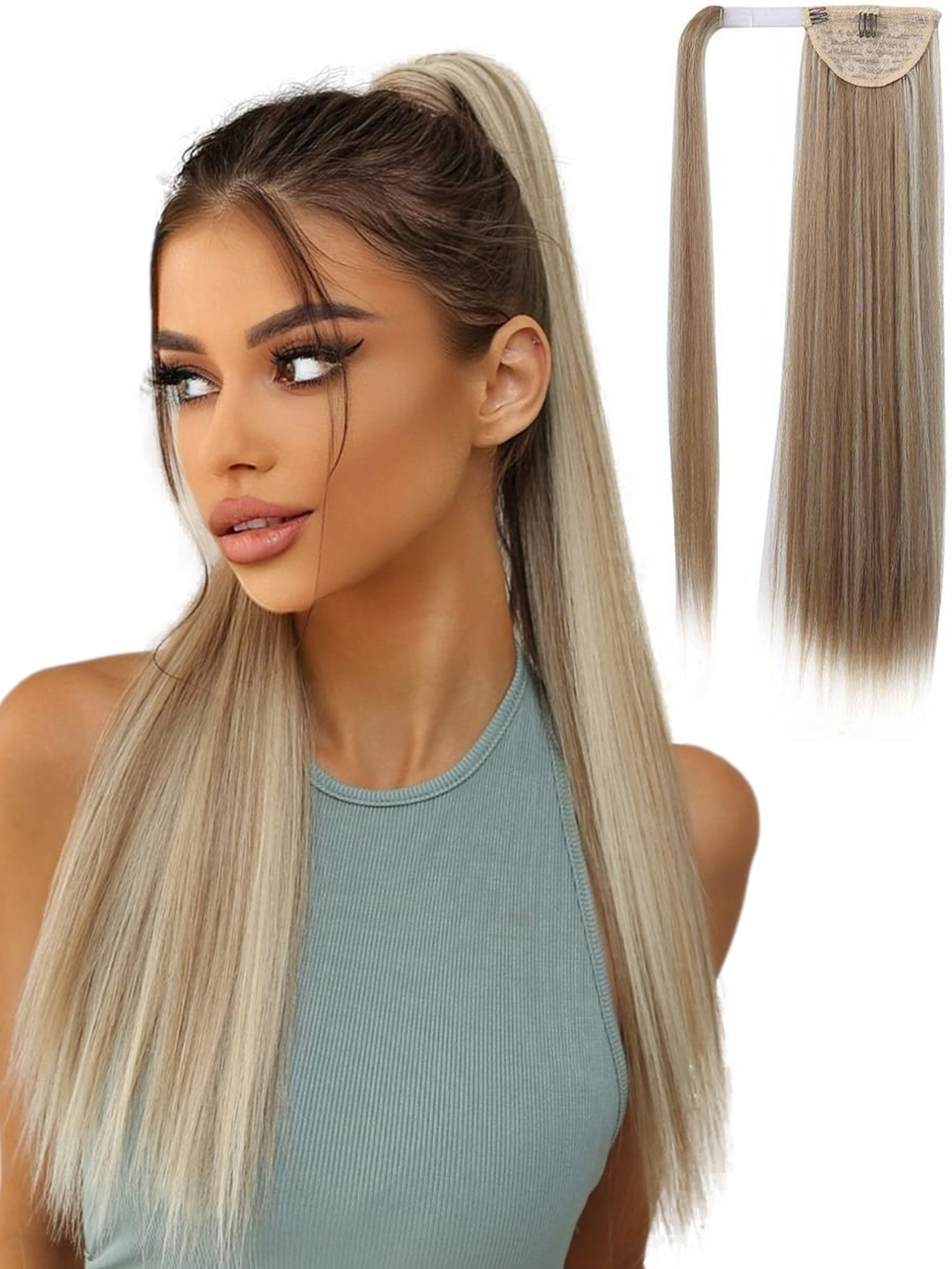 Wrap Around Ponytail Haar Extensions Paardenstaart Extension - As Blond - Steil - 60 cm