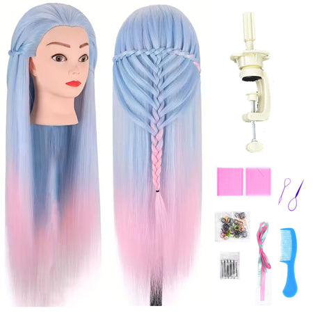 Oefenhoofd Kappershoofd Roze Blauw - 70 cm Oefenhoofd Sassy Goods 