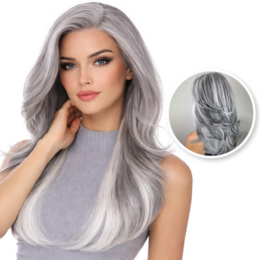 Luxe Front Lace Lace Wig Grijs 50 cm