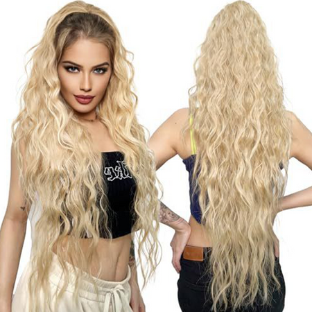 Wrap Around Ponytail Haar Extensions Paardenstaart - Blond Krullend - 60 cm