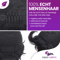 Pixie Pruik Zwart - 100% Human Hair