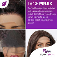 Luxe Donkerbruine Pruik Front Lace Wig met Lagen - 55 cm