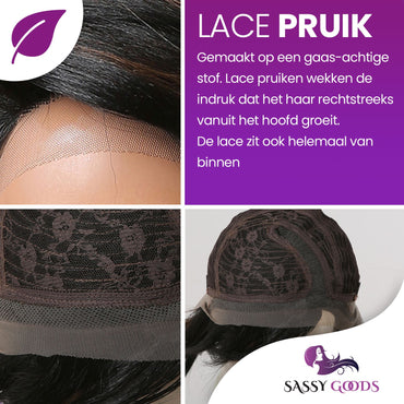 Lace Wig Zwart 30 cm Pruik Sassy Goods 