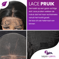 Luxe Zwarte Front Lace Wig Steil