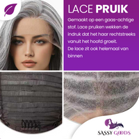 Luxe Front Lace Lace Wig Grijs 50 cm
