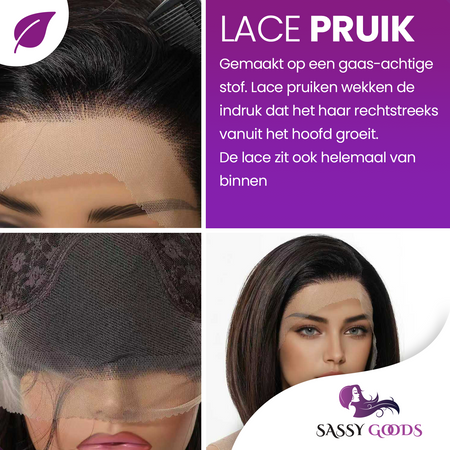 Luxe Bruine Pruik Front Lace Wig - 25 cm