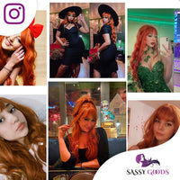 Koperen Pruik met Pony Lang Haar Pruik Sassy Goods 