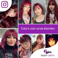 Donkerrode Pruik met Pony Pruik Sassy Goods 