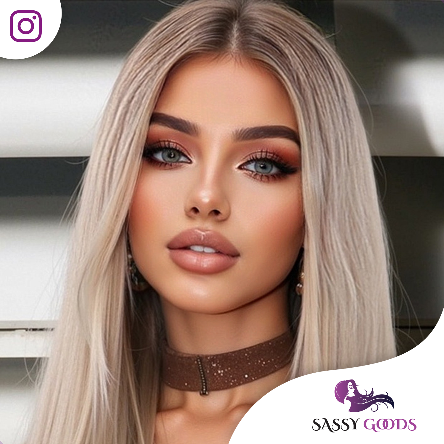 Luxe Platinum Blonde Front Lace Wig Steil