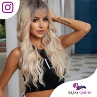 Blonde Pruik met Pony - Pruiken Dames - 65 cm Pruik Sassy Goods 