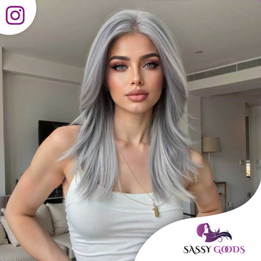 Luxe Front Lace Lace Wig Grijs 50 cm