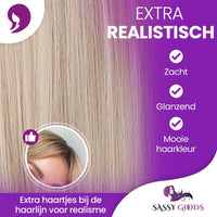 Blonde Pruik met Pony Steil Pruik Sassy Goods 