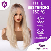Blonde Pruik met Pony Steil Pruik Sassy Goods 