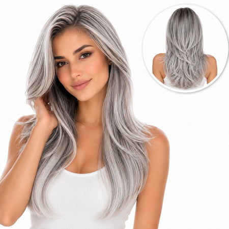 Luxe Pruik Lace Front Wig Grijs