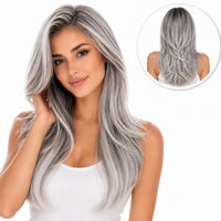 Luxe Pruik Lace Front Wig Grijs
