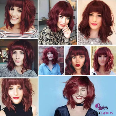 Rode Pruik - Pruiken Dames - Wig - Verstelbaar - Kort Haar - Rood - 35 cm
