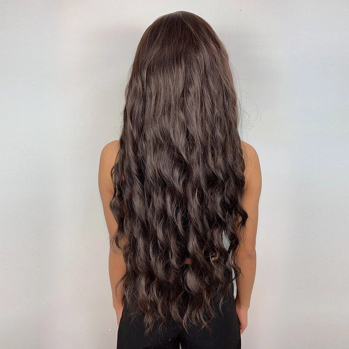 Bruine Pruik - Pruiken Dames - Wig - Lang Golvend Haar - 70 cm