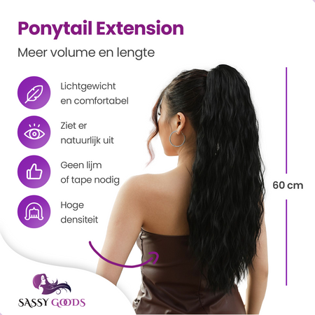 Wrap Around Ponytail Haar Extensions Paardenstaart - Zwart Krullend - 65 cm