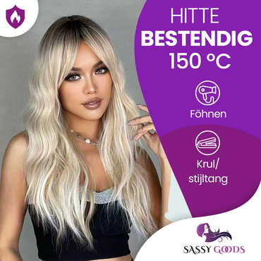 Blonde Pruik met Golvend Haar - 60 cm