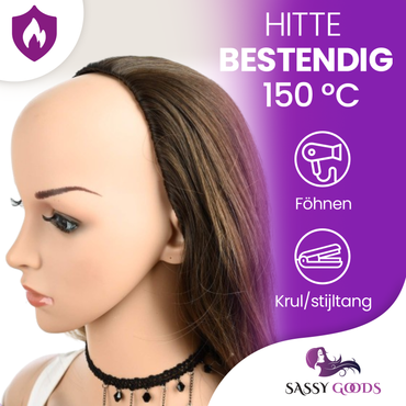 Halve Pruik - Hair Extensions Haarstuk - Ombre Bruin - Half Wig - 60 cm