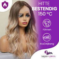 Luxe Ombre LichtBruin & Blonde Front Lace Wig - 55 cm Pruik Sassy Goods 