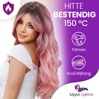 Roze Pruik met Pony - Pruiken Dames Lang Haar - Wig - 65 cm Pruik Sassy Goods 