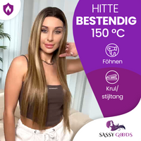 Bruine Lace Wig met Highlights - 75 cm