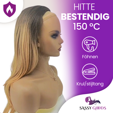 Halve Pruik - Hair Extensions Haarstuk - Ombre Blond - Half Wig - 60 cm