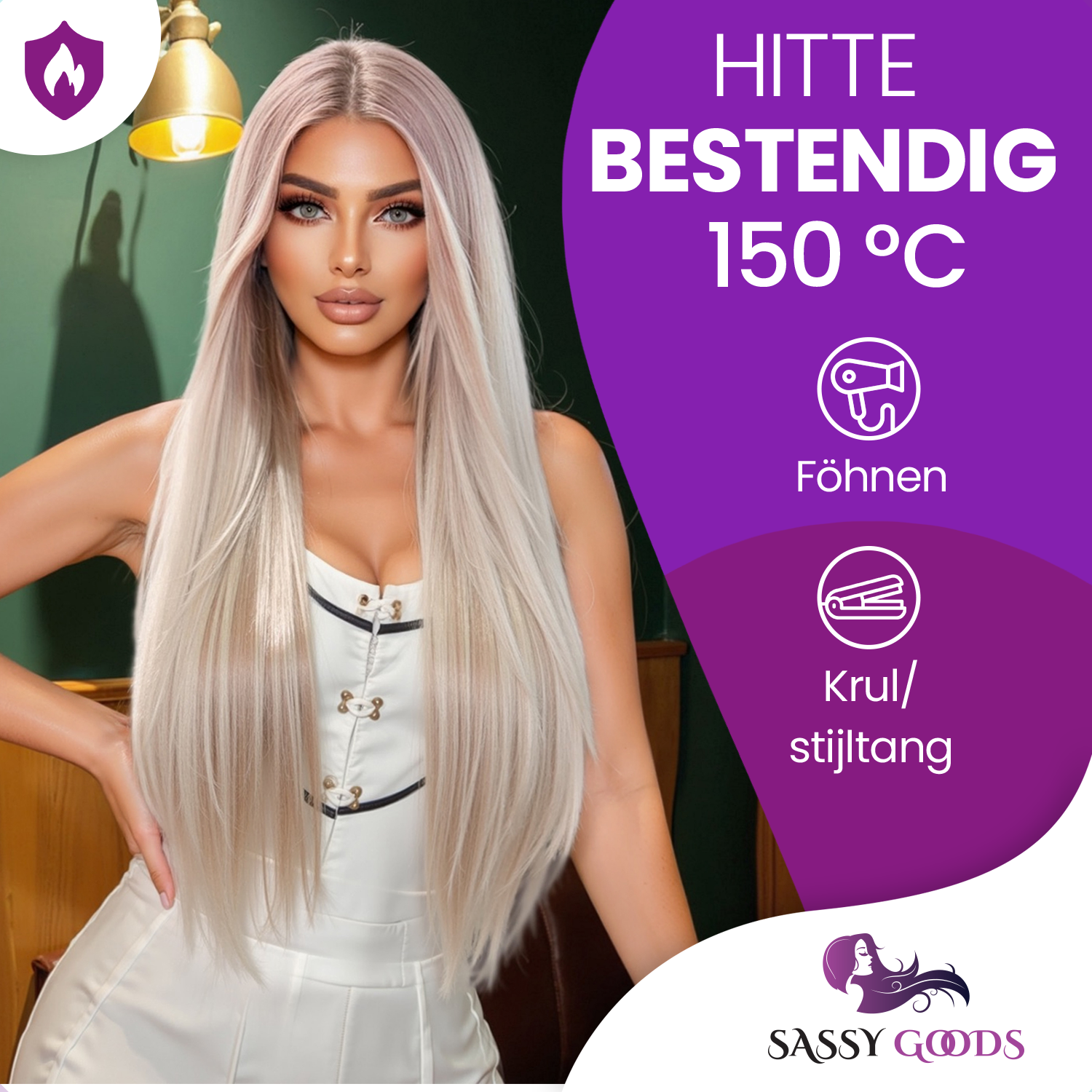 Luxe Platinum Blonde Front Lace Wig Steil