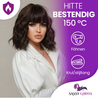 Pruik kort haar Donkerbruin met highlights 35 cm Pruik Sassy Goods 