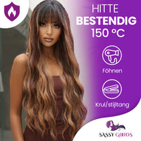 Bruine Pruik met Pony en Highlights Pruik Sassy Goods 