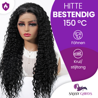 Luxe Lace Wig 13*4 Krullend Zwart Haar