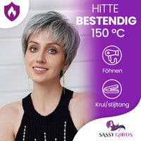 Pixie Pruik Zilver Grijs - Pruiken Dames 30% Echt Haar Pruik Sassy Goods 