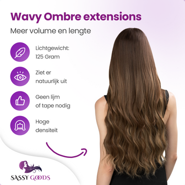 Premium Hair Extensions - Ombre Bruin - Onzichtbare Scheiding - Natuurlijke Look - Hair extension - 50 cm