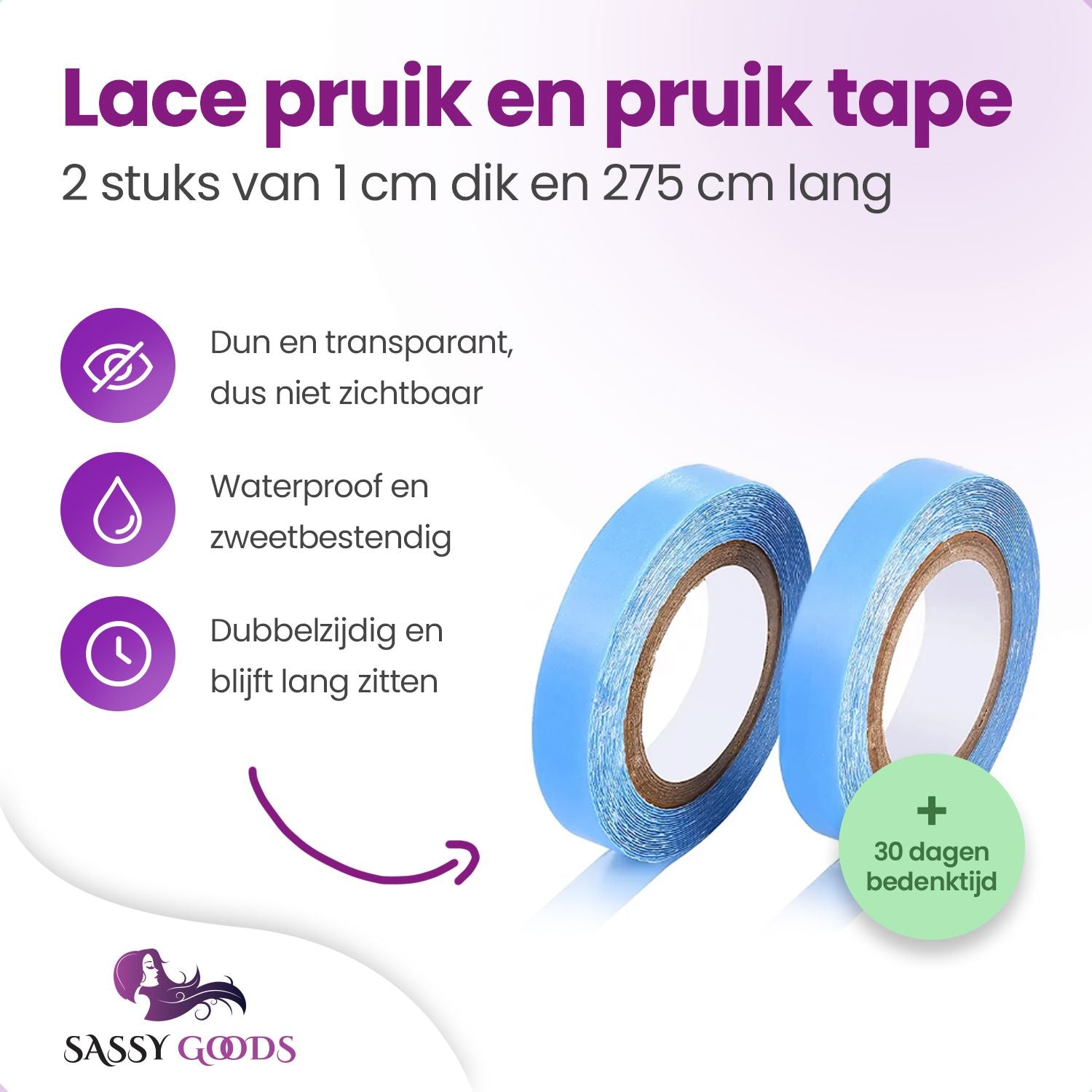 Pruikentape Dubbelzijdig Transparant 2 Stuks Pruik Sassy Goods 
