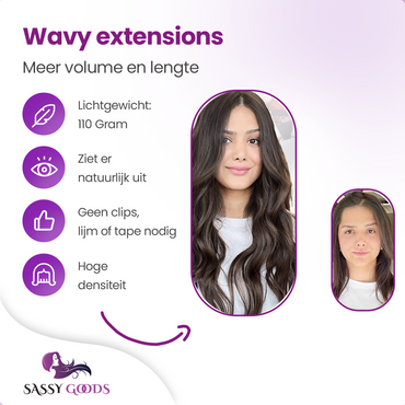 Premium Hair Extensions - Chocolade Bruin Golvend - 50 cm