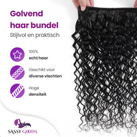Braided Hair bundle Krullend Zwart Human Hair Extension - 100% Echt Haar