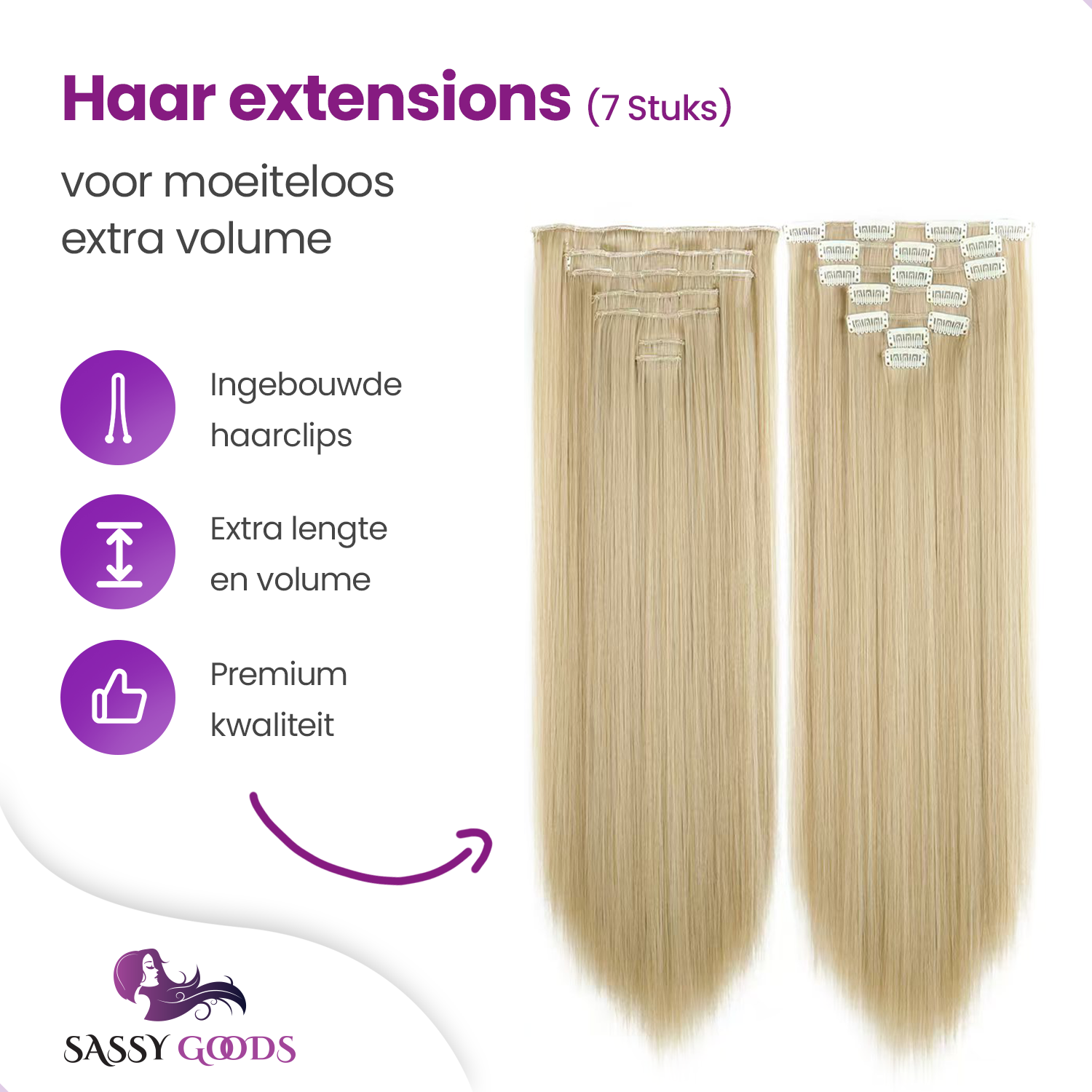 Clip In Extensions Blond 7 Stuks