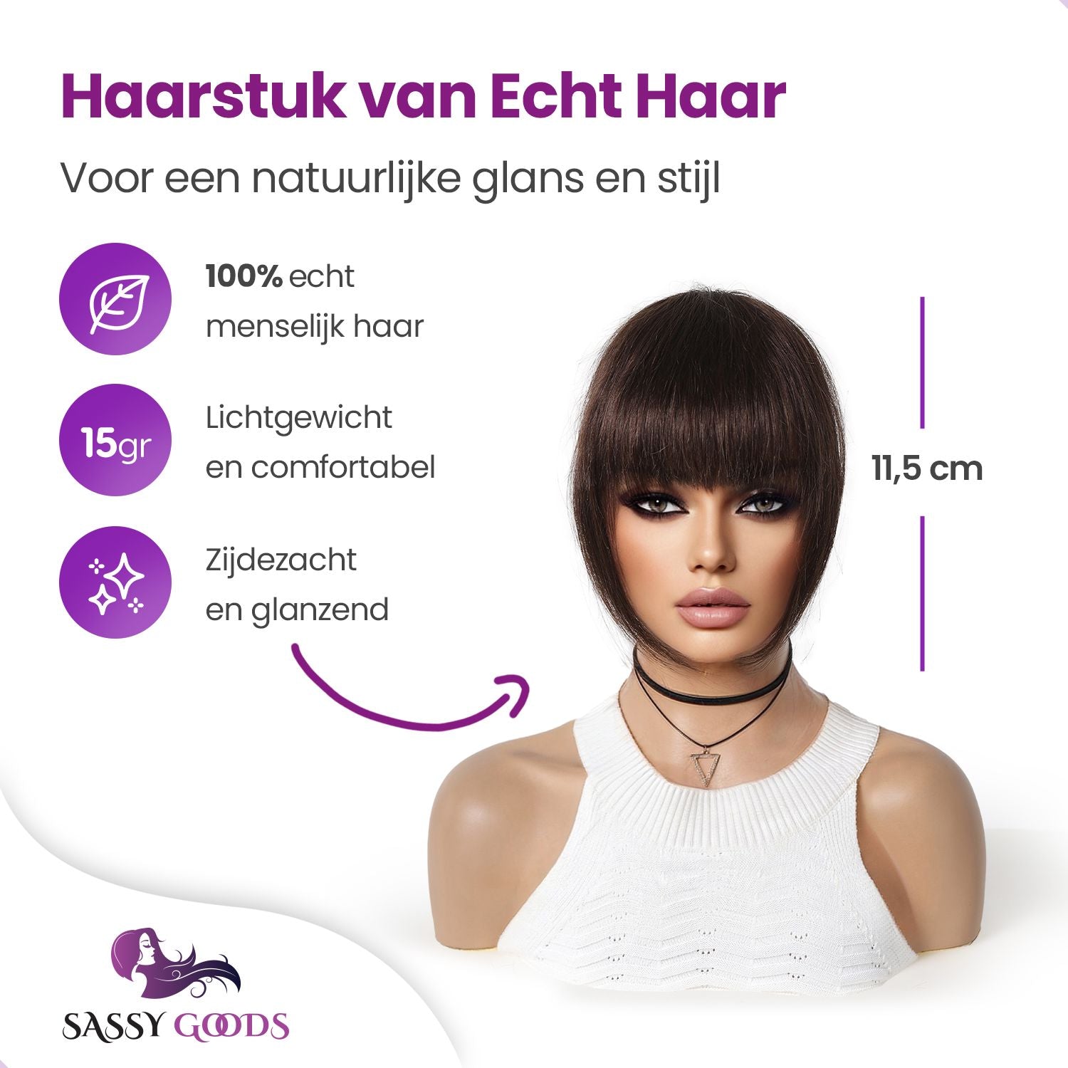 Clip in Pony Echt Haar Donkerbruin Sassy Goods 