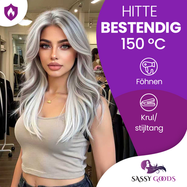 Luxe Front Lace Lace Wig Grijs 50 cm