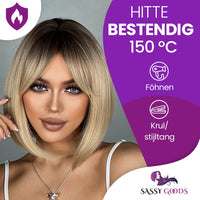Blonde Pruik - Sassy Goods Pruiken Dames Kort Haar - Ombre - Wig - 30 cm Pruik Sassy Goods 