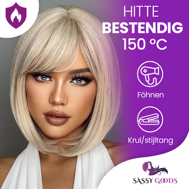 Ombre As Blonde Pruik - Pruiken Dames Kort Haar - Bob - Wig - 30 cm