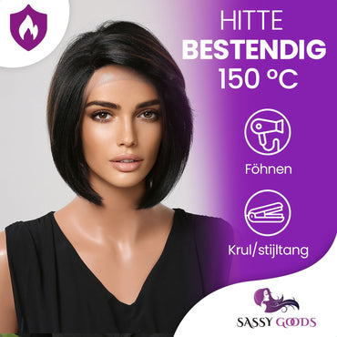 Lace Wig Zwart 30 cm Pruik Sassy Goods 