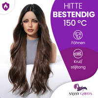 Luxe Donkerbruine Pruik Front Lace Wig - 66 cm