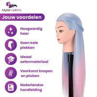 Oefenhoofd Kappershoofd Roze Blauw - 70 cm Oefenhoofd Sassy Goods 
