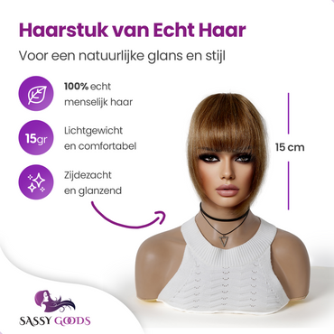 Clip in Pony Echt Haar - Pony Hair Extensions - Bangs - Goud Blond