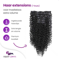 Set van 7 Synthetische Krullen Hair Extensions Zwart