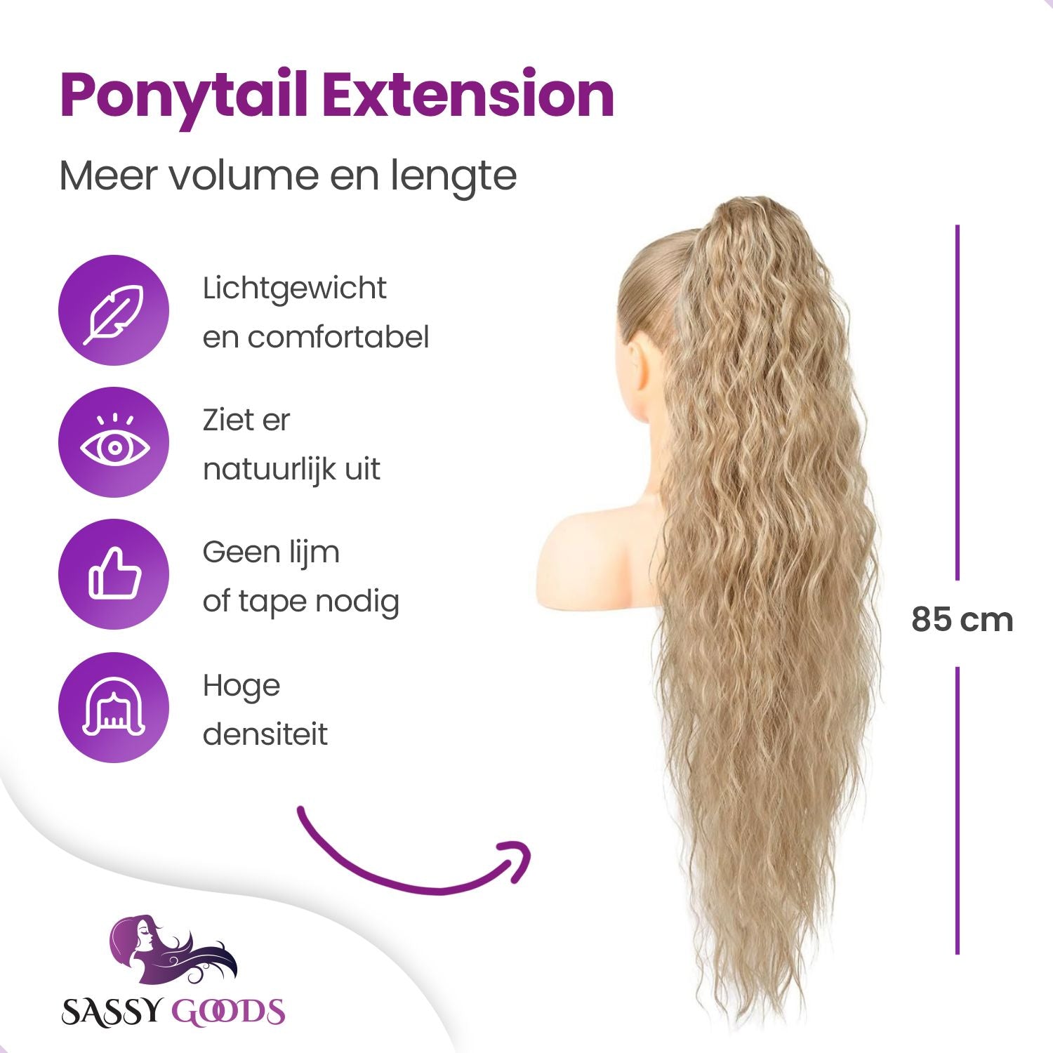 Wrap Around Ponytail Haar Extensions Paardenstaart - Blond Krullend - 60 cm Haarextensies Sassy Goods 